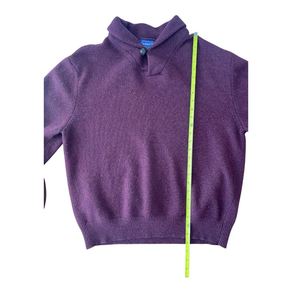 Pendleton Shawl Collar Sweater Mens Burgundy Lambswool Pullover Fisherman XL - Picture 3 of 12